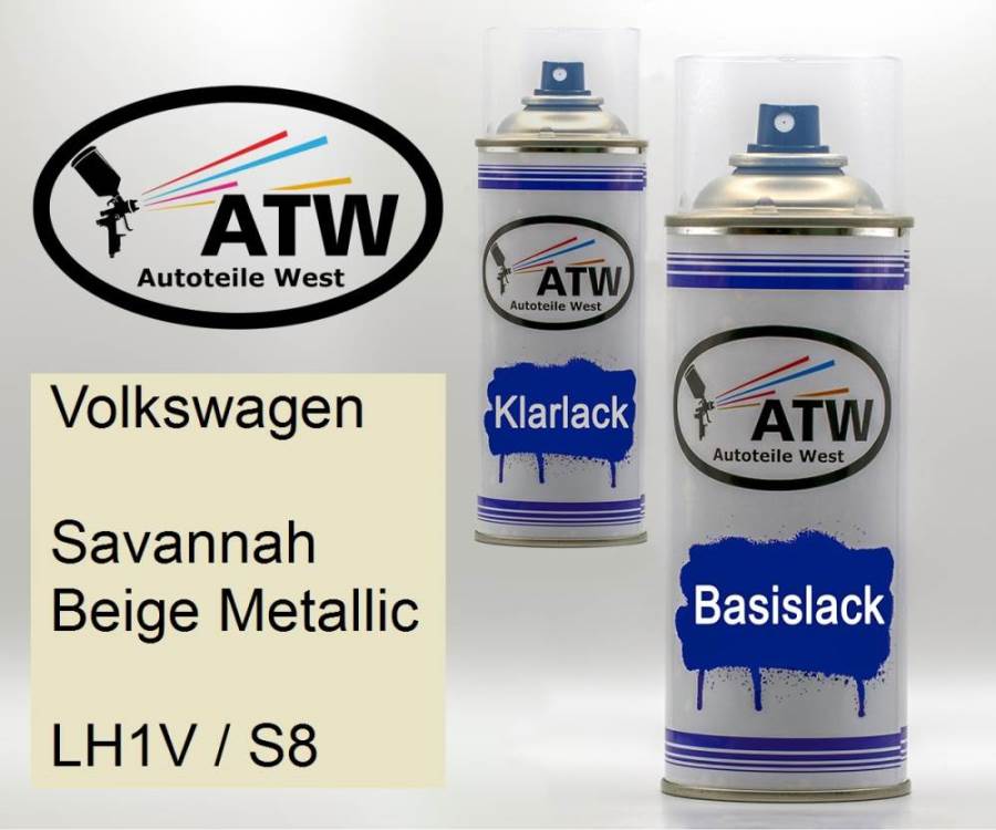 Volkswagen, Savannah Beige Metallic, LH1V / S8: 400ml Sprühdose + 400ml Klarlack - Set, von ATW Autoteile West.